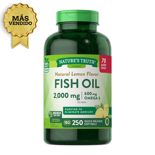 Omega 3 Fish Oil 2000 mg con esencia de limón - 250 Cápsulas Blandas