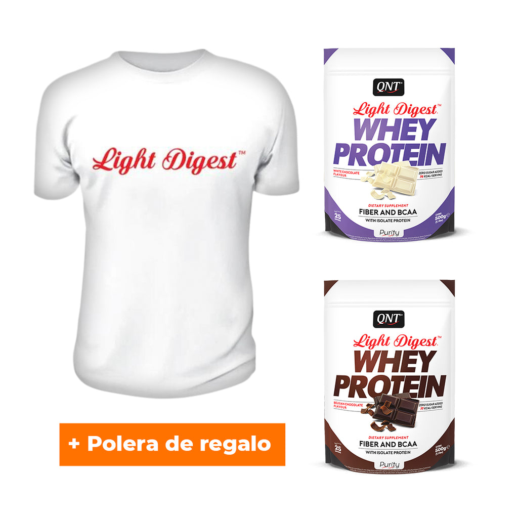 Pack 2 x Proteínas Whey Light Digest 500 grs + Polera Gratis