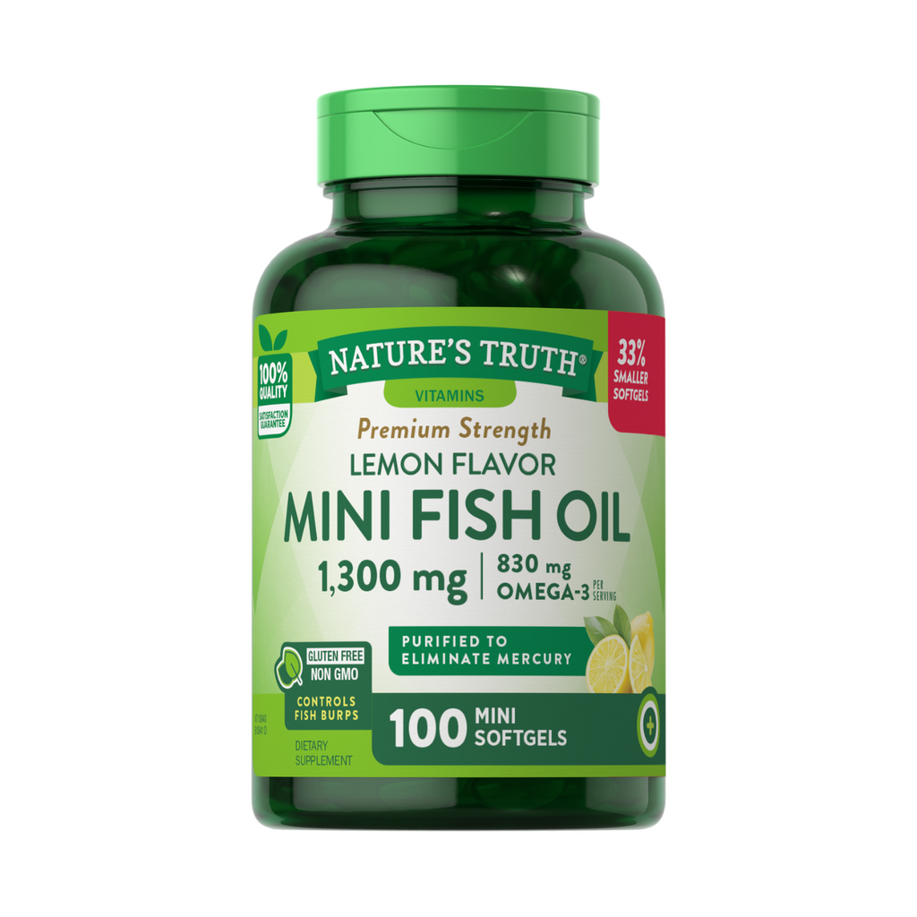 Omega 3 Mini Fish Oil 1300 mg con esencia de limón - 100 Cápsulas Blandas
