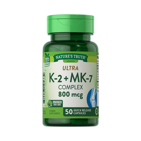 Vitamina Ultra K-2 + MK-7 Complex 800 MCG +D3 - 50 Cápsulas