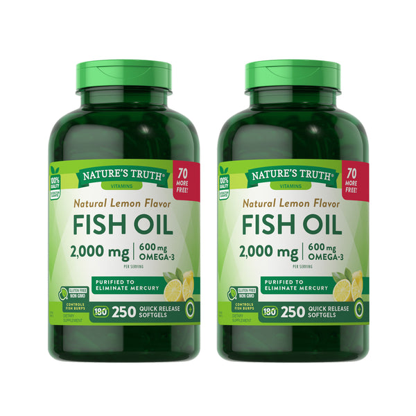 Pack 2 x Omega 3 Fish Oil 2000 mg con esencia de limón - 250 Cápsulas Blandas