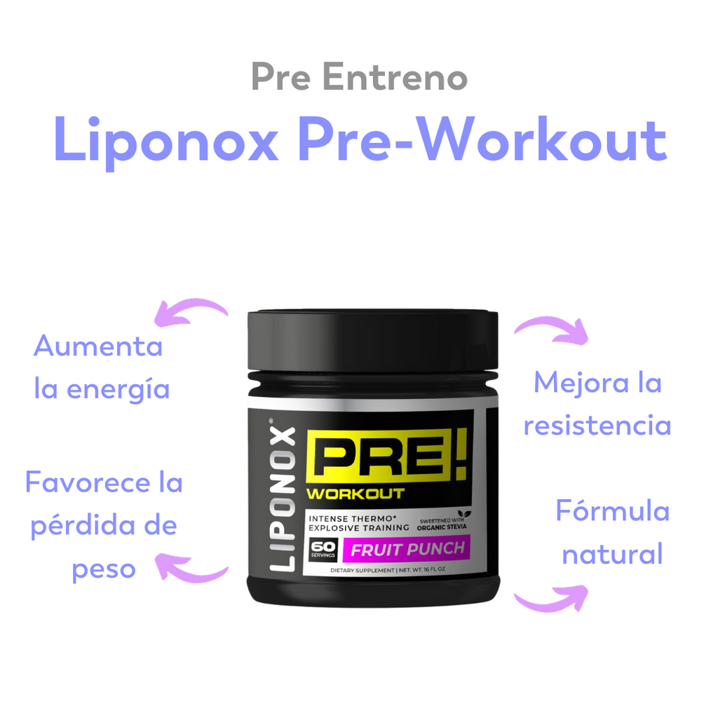 Pre Entreno Energizante Liponox Pre Workout - 60 Servicios