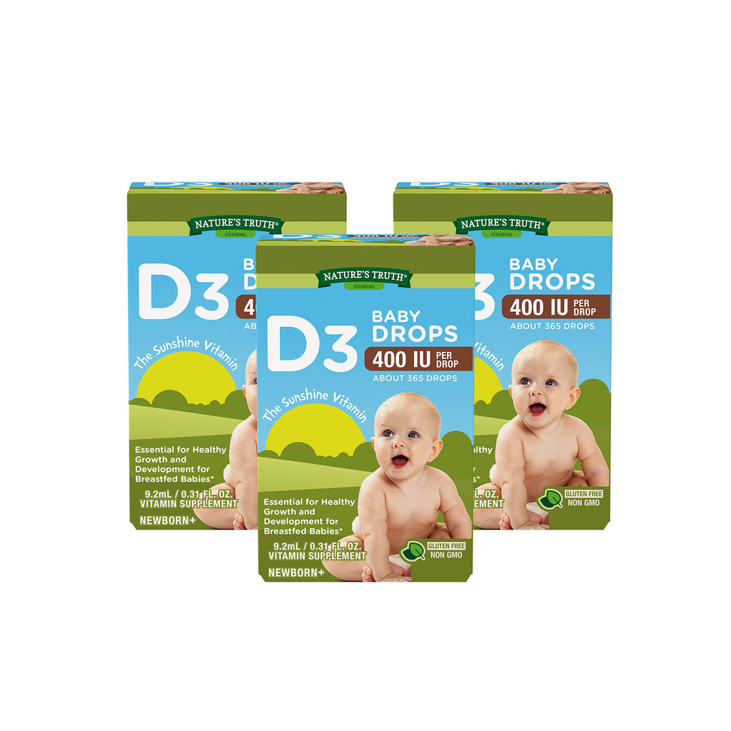 Pack 3 x Baby Vitamin D3 10 Mcg (400 UI) Gotas 9,2 Ml